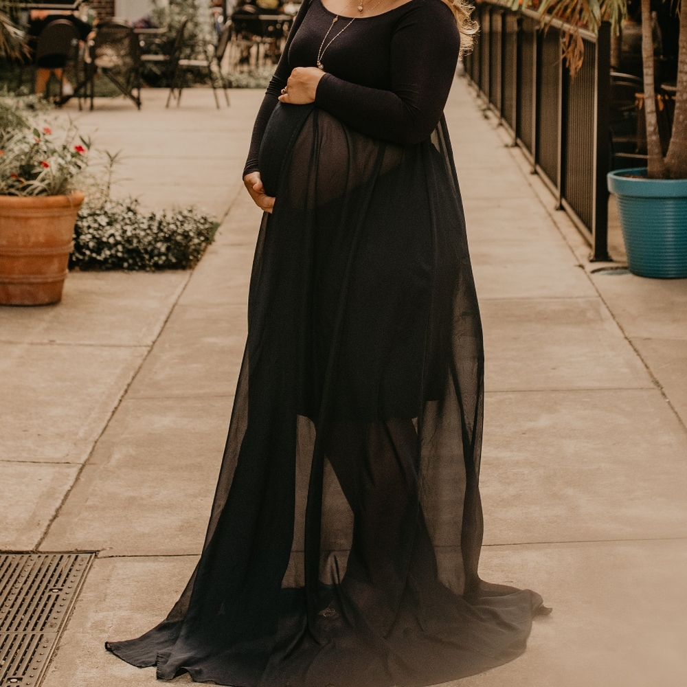 Pinkblush Maternity Dress long sheer train!